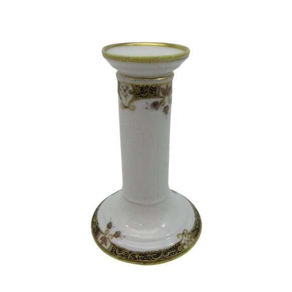 RC Nippon Hand-Painted Ceramic Candlestick Candle Holder With Gold Trim - Picture 1 of 10